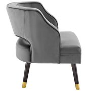 Button tufted open back performance velvet armchair in gray additional photo 5 of 7