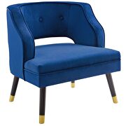 Button tufted open back performance velvet armchair in navy by Modway additional picture 8