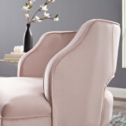 Button tufted open back performance velvet armchair in pink additional photo 2 of 7