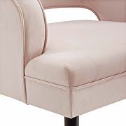 Button tufted open back performance velvet armchair in pink additional photo 3 of 7