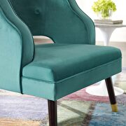 Button tufted open back performance velvet armchair in teal additional photo 2 of 7