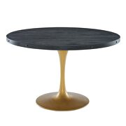 Round wood top dining table in black gold additional photo 2 of 3
