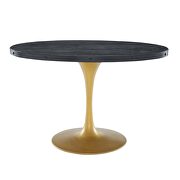 Oval wood top dining table in black gold additional photo 2 of 3