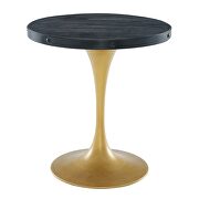 Round wood top dining table in black gold additional photo 2 of 3