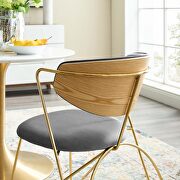 Gold stainless steel dining and accent gray performance velvet chair by Modway additional picture 6