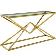 Brushed gold metal stainless steel console table in gold additional photo 2 of 5