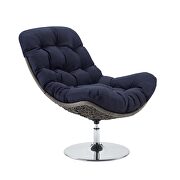 Wicker rattan outdoor patio swivel lounge chair in light gray/ navy by Modway additional picture 2
