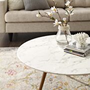 Round artificial marble coffee table with tripod base in walnut white by Modway additional picture 3
