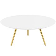Round wood top coffee table with tripod base in gold white by Modway additional picture 3