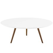 Round wood top coffee table with tripod base in walnut white by Modway additional picture 3