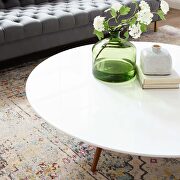 Round wood top coffee table with tripod base in walnut white by Modway additional picture 2