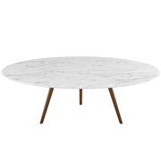 Round artificial marble coffee table with tripod base in walnut white by Modway additional picture 3