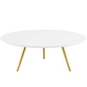 Round wood top coffee table with tripod base in gold white by Modway additional picture 3