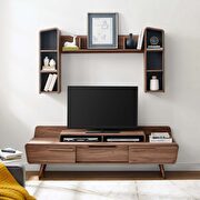 2 piece entertainment center in walnut gray by Modway additional picture 8