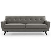 Top-grain leather living room lounge sofa in gray additional photo 5 of 7
