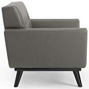 Top-grain leather living room lounge accent armchair in gray additional photo 4 of 6