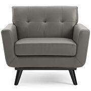 Top-grain leather living room lounge accent armchair in gray additional photo 5 of 6