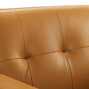 Top-grain leather living room lounge accent armchair in tan additional photo 4 of 8