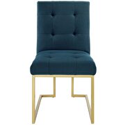 Gold stainless steel upholstered fabric dining accent chair in gold azure additional photo 3 of 7