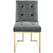Gold stainless steel performance velvet dining chair in gold charcoal additional photo 4 of 7