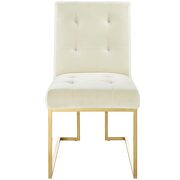 Gold stainless steel performance velvet dining chair in gold ivory additional photo 3 of 7