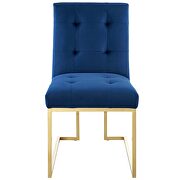 Gold stainless steel performance velvet dining chair in gold navy additional photo 3 of 7