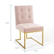 Gold stainless steel performance velvet dining chair in gold pink by Modway additional picture 8