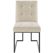 Black stainless steel upholstered fabric dining chair in black beige additional photo 3 of 7