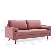 Performance velvet sofa in dusty rose additional photo 3 of 9
