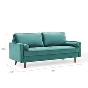Performance velvet sofa in teal additional photo 3 of 9