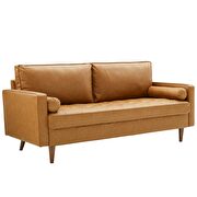 Upholstered faux leather sofa in tan additional photo 2 of 8
