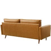 Upholstered faux leather sofa in tan additional photo 4 of 8