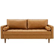 Upholstered faux leather sofa in tan additional photo 5 of 8