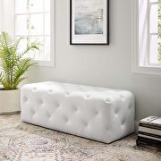 Tufted button entryway faux leather bench in white by Modway additional picture 9