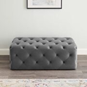 Tufted button entryway performance velvet bench in gray by Modway additional picture 8