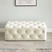 Tufted button entryway performance velvet bench in ivory by Modway additional picture 2