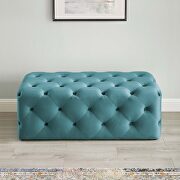Tufted button entryway performance velvet bench in sea blue by Modway additional picture 2