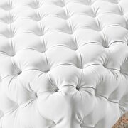 Tufted button large square faux leather ottoman in white additional photo 2 of 5