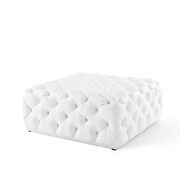 Tufted button large square faux leather ottoman in white additional photo 5 of 5