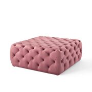 Tufted button large square performance velvet ottoman in dusty rose additional photo 4 of 6