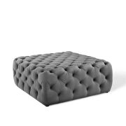 Tufted button large square performance velvet ottoman in gray additional photo 2 of 5