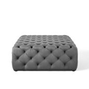Tufted button large square performance velvet ottoman in gray additional photo 4 of 5