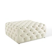 Tufted button large square performance velvet ottoman in ivory additional photo 2 of 6
