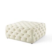 Tufted button large square performance velvet ottoman in ivory additional photo 3 of 6