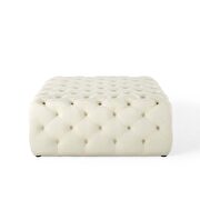 Tufted button large square performance velvet ottoman in ivory additional photo 4 of 6
