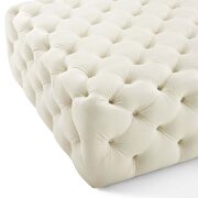 Tufted button large square performance velvet ottoman in ivory additional photo 5 of 6