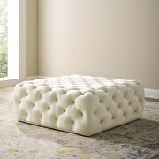 Tufted button large square performance velvet ottoman in ivory by Modway additional picture 7