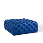 Tufted button large square performance velvet ottoman in navy additional photo 2 of 5