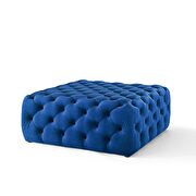 Tufted button large square performance velvet ottoman in navy additional photo 3 of 5