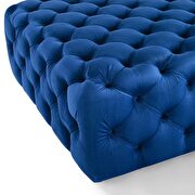 Tufted button large square performance velvet ottoman in navy additional photo 5 of 5